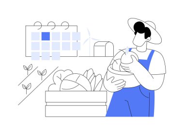 Biyodinamik tarım soyut konsept vektör çizimi. Organik tarım, toprak verimliliği, bitki büyümesi, hayvancılık bakımı, ekme ve ekme takvimi, tohum üretimi soyut metafor.