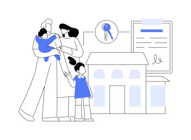 Aile evi soyut konsept vektör çizimi. Tek aile ayrı ev, aile evi, tek konut, belediye evi, özel konut, ipotek kredisi, peşinat soyut metafor.