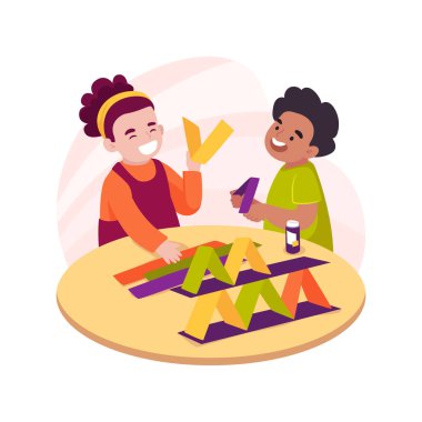 Paper modelling isolated cartoon vector illustration. Children paint paper model, stem activity, creative learning, play and study, kindergarten lesson, preschool education vector cartoon.