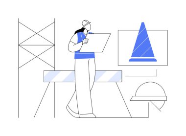 İnşaat alanı koruması soyut konsept vektör çizimi. Çoklu yüzey geçici koruma, hasar ve gecikmeleri önleme, ticari yapı ve inşaat projeleri soyut metafor.