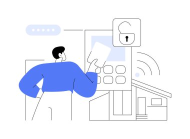 Erişim kontrol sistemi soyut konsept vektör çizimi. Güvenlik sistemi, giriş iznini, giriş bilgilerini, elektronik erişimi, şifreyi, geçiş cümlesini veya PIN doğrulama benzetmesini onaylayın.