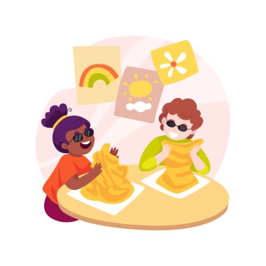 Art therapy isolated cartoon vector illustration. Drawing and painting inclusive class, art therapy for children with disorder, daycare center, inclusive kindergarten, education vector cartoon.