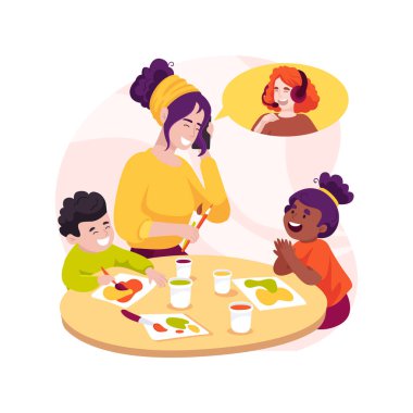 Educator advice isolated cartoon vector illustration. Support call center for parents, homeschool expert advice, teacher consulting parent on the phone, home educator help line vector cartoon.