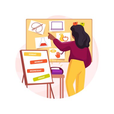 Create daily schedule isolated cartoon vector illustration. Parent prepares study plan with calendar, create lesson schedule, daily learning activity, homeschooling preparation vector cartoon.