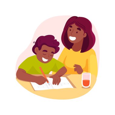 Informal learning isolated cartoon vector illustration. Interest-driven curricula, through playing educational game, informal teaching method, child doing crossword with parent vector cartoon.