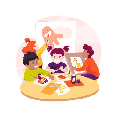 Independent learning isolated cartoon vector illustration. Teach independent learning, hands-on activity, child work on creative project alone, autonomous studies, homeschooling vector cartoon.