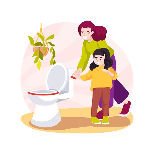 Teach Child Use Toilet Isolated Cartoon Vector Illustration Parent Explains — Stockvector