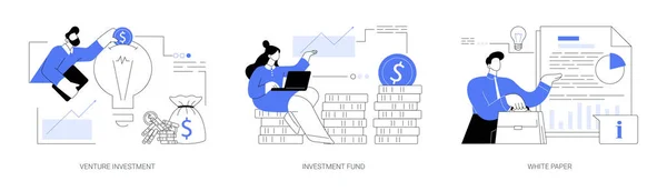 Startup Χρηματοδότηση Αφηρημένη Έννοια Διάνυσμα Εικονογράφηση Σύνολο Venture Investment Hedge — Διανυσματικό Αρχείο