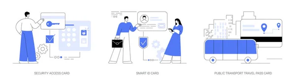 Chip Card Abstract Concept Vector Illustratie Set Beveiligingskaart Slimme Identiteitskaart — Stockvector