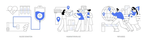 Ajuda Humanitária Conceito Abstrato Conjunto Ilustração Vetorial Doação Sangue Ajuda — Vetor de Stock