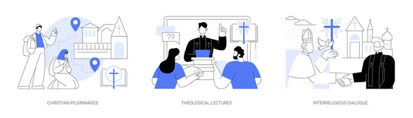 Lehre Von Gott Abstraktes Konzept Vektor Illustrationsset Christliche Pilgerreisen Theologische — Stockvektor