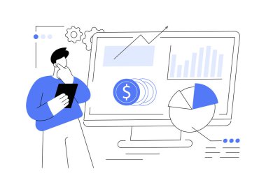 Pazarlama, yatırım soyut konsept vektör çizimi. Pazarlama yatırımı, reklam kampanyası bütçesi, terfi giderleri, muhasebe, iş planı, ROMI soyut metaforu.