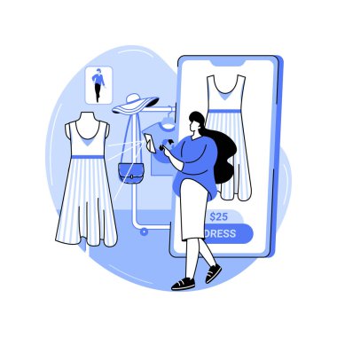 Beacons teknolojisi karikatür vektör çizimlerini izole etti. Kızlar ellerinde akıllı telefon, akıllı perakende uygulaması, işaretler modern teknoloji, akıllı alışveriş, meslek vektör karikatürü..