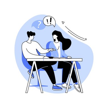 İzole edilmiş karikatür vektör çizimlerine yardım ediyoruz. Kız arkadaşına çalışmasında, bilgi toplamasında, akran eğitmenliğinde, öğretim asistanlığında, eğitim süreci vektör karikatüründe yardım ediyor..