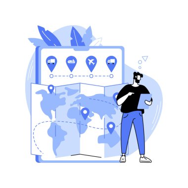 Engellenmiş lojistik, karikatür vektör çizimlerini izole etti. Tablet kontrollü kişi lojistik ulaşım süreci, engelleme teknolojisi, nakliye endüstrisi karikatürü.