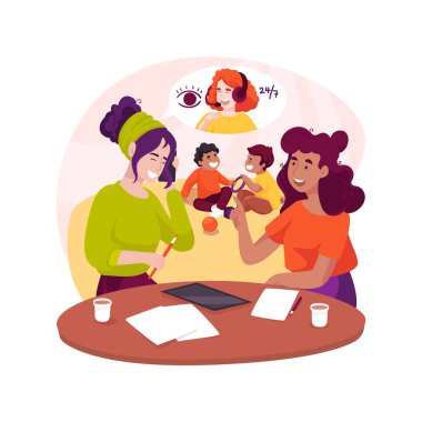 Grup oturumunu izole edilmiş çizgi film vektör illüstrasyonunu destekle. Ebeveynler bilgilendirme desteği, engelli çocuklar, özel ihtiyaçları olan çocuklar, ebeveyn eğitimi, PTI grup seansı vektör karikatürü.