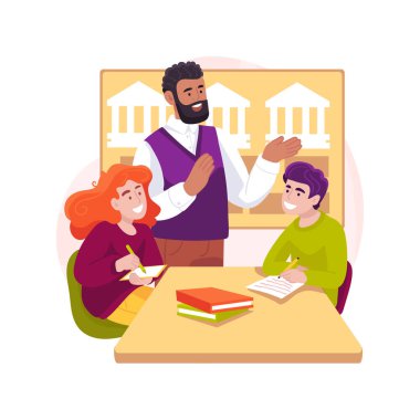 Hükümetin izole edilmiş karikatür çizimi hakkında bilgi edinmek. Eğitim, öğretim müfredatı, sivil haklar direği, seçim eylemi, oy pusulası, yasal temsilci vektör karikatürü.