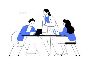 Soyut konsept vektör illüstrasyonunu birleştirmek. Serbest çalışanlar, takım çalışması ve iletişim, bağımsız faaliyet, ortak ofis alanında işbirliği, serbest meslek sahibi soyut metafor.