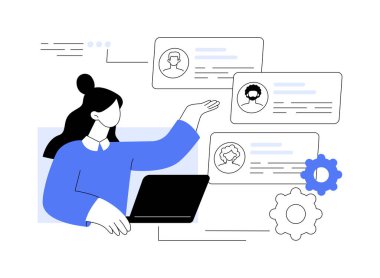 İnsan kaynakları soyut konsept vektör çizimi. İK ekip çalışması, insan kaynakları ajansı, kelle avcısı hizmeti, yetenek edinme, iş listeleme web sitesi, özgeçmiş, personel soyut metaforu.