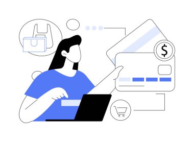 Plastik para soyut konsept vektör çizimi. Kredi ve banka kartı, plastik banknotlar, polimer nakit üretimi, ekonomi, dijital para, güvenli banka işlemleri soyut metafor.