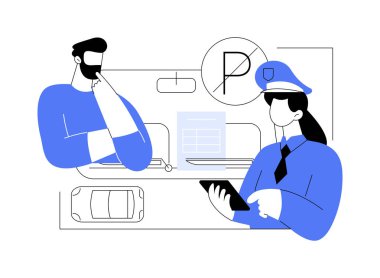 Park cezaları soyut konsept vektör illüstrasyonunu etkiler. Park alanı yok, yasak bölge, ceza ihbarı, kural ihlali, ceza makbuzu, online ödeme süresi, soyut bir metafor..