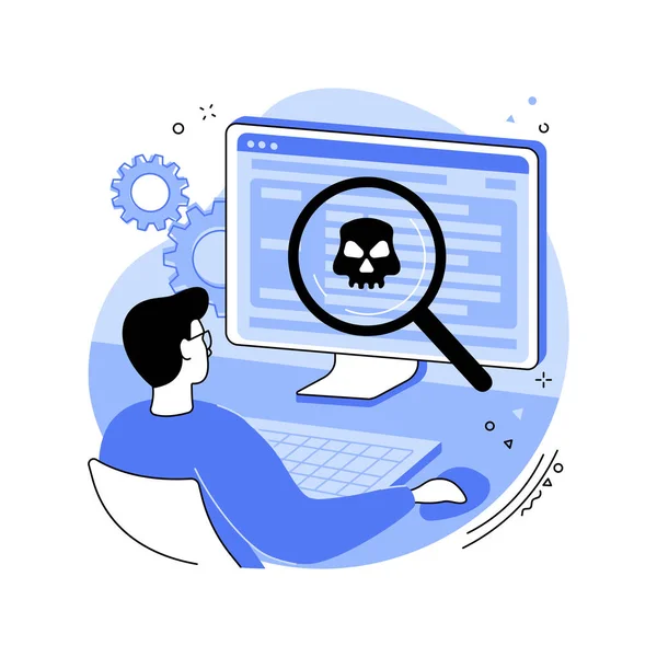 Malware Analytiker Isolerade Tecknad Vektor Illustrationer Professionell Malware Analytiker Undersöker — Stock vektor