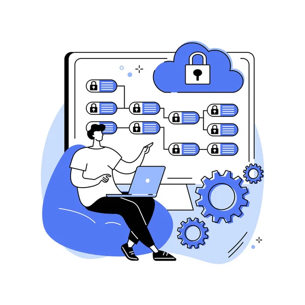 Cloud Security Isolated Cartoon Vector Illustrations Cybersecurity Datacenter Worker Deals — Stock Vector