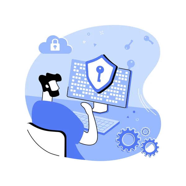 Encryption Isolated Cartoon Vector Illustrations Specialist Protects Data Privacy Internet — 스톡 벡터
