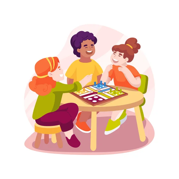 Játék Társasjátékok Elszigetelt Rajzfilm Vektor Illusztráció Gyerekek Játszanak Asztali Puzzle — Stock Vector