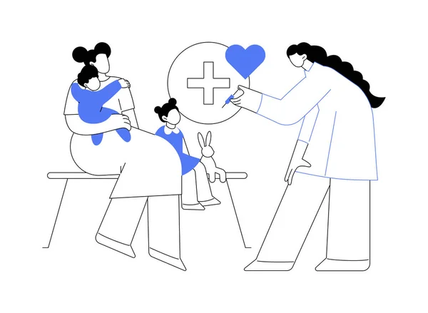 幼児予防接種抽象概念ベクトル図 小児のワクチン 新生児の予防接種スケジュール 小児感染症からの保護抽象的な隠喩 — ストックベクタ