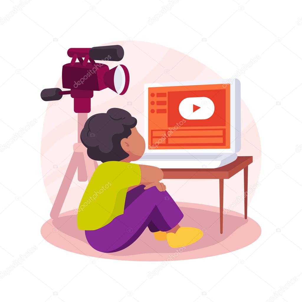 Video and animation class isolated cartoon vector illustration. Online course for children, video making lesson, animation summer camp, PA day program, after school education vector cartoon.