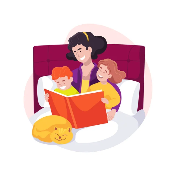Listen Kids Stories Isolated Cartoon Vector Illustration Exhausted Parents Talking — Stock Vector