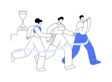 Maraton soyut konsept vektör çizimi. Koşu yarışması, aktif yaşam tarzı, uzun mesafe yarışı, atletizm antrenmanı, spor eğitimi, sokak sporu, sprint birincisi soyut metafor.