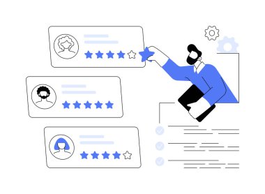 Performans derecelendirmesi soyut konsept vektör çizimi. Performans denetimi, derecelendirme yönetimi, çalışan iş ölçümü, verimlilik geri bildirimi, puanlama sistemi, beklenti soyut mecazını karşıla.