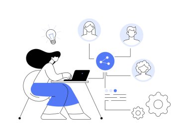 Çalışanların soyut konsept vektör illüstrasyonunu paylaşması. Çalışanların hisse senedi opsiyonu, yeni istihdam biçimi, stratejik paylaşım, birçok işverenle sözleşme imzalama, en son işe alma eğilimi soyut metafor.