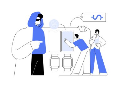 Gri piyasa soyut konsept vektör çizimi. Gayri resmi piyasa, elektronik paralel satış, yasadışı ticari kanal, gri tedarikçi, imalatçı soyut metafor tarafından onaylanmamış..