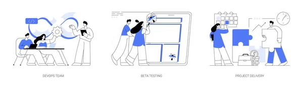 Týmová Práce Abstraktní Koncept Vektorové Ilustrace Sada Devops Team Beta — Stockový vektor