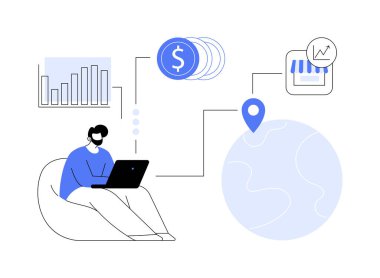 İş fırsatı soyut konsept vektör çizimi. Bizopp dağıtımı, bağımsız satış, bayilik, ürün kiralama, başlangıç ücreti ödemesi, başlangıç başlangıcı soyut metaforu.