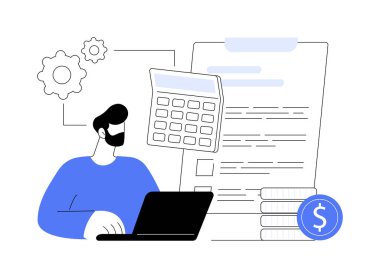 Bütçe planlama soyut konsept vektör çizimi. Dengeli bütçe, para harcama planı, şirket bütçe yönetimi, finansmanı rayında tutmak, acil durum tasarrufu, masraf kontrolü soyut metaforu.