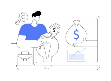 Kitle fonlaması soyut konsept vektör çizimi. Kitle kaynakları projesi, alternatif finansman, internette para toplama, bağış toplama platformu, bağış toplama, iş girişimiyle ilgili soyut metafor.