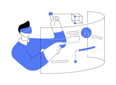 İnteraktif öğrenme deneyimi soyut konsept vektör çizimi. E-öğrenme platformu yazılımı, sosyal ağ, çevrimiçi içerik, covid-2019 karantina soyut metaforunda evde eğitim.