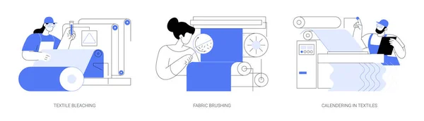 Textile Finishing Processes Abstract Concept Vector Illustration Set Textile Bleaching — 스톡 벡터