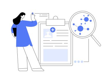 İnsan papillomavirus HPV soyut konsept vektör çizimi. HPV enfeksiyonu gelişimi, ten tene viral enfeksiyon, insan papillomavirüsü, rahim kanseri erken teşhis metaforu.