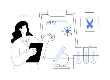 HPV soyut konsept vektör çizimi için risk faktörleri. İnsan papillomavirus iletimi, risk faktörleri, HPV önleme, enfeksiyon teşhisi ve tedavisi, bağışıklık sistemleri soyut metafor.