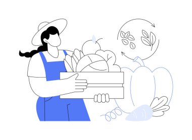 Soyut konsept vektör illüstrasyonu hasat ediliyor. Ekin ve sebze toplama, ekin rotasyonu, sürdürülebilir bahçıvanlık, büyüme mevsimi, gebelik dönemi, ev yapımı gıda soyut metaforu.