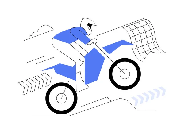 Motocross abstract concept vector illustration. Adventure sport, motorsport championship, motorbike race, extreme track, motorcross rally, enduro dirt bike, bicycle rider, moto abstract metaphor.