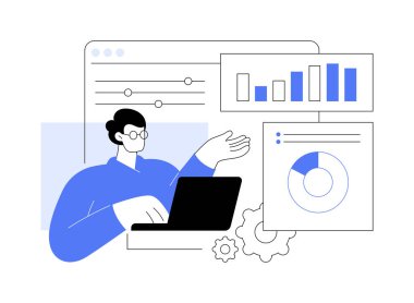 Finansal veri yönetimi soyut konsept vektör çizimi. Finansal hizmetler yazılımı, iş stratejisi, dijital veri raporu, risk yönetimi, analitik, görselleştirme aracı soyut metafor.