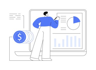 Finansal yönetim sistemi soyut konsept vektör çizimi. Kontrol sistemi, açık kaynak yazılım, işletme yönetimi aracı, finansal bilgi, kurumsal bütçe planlaması soyut metafor.