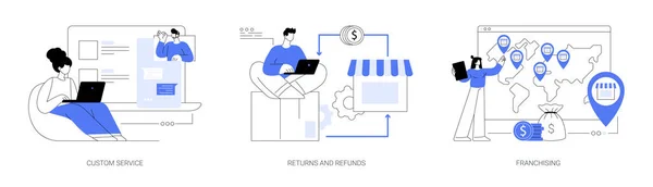 Retail Market Abstract Concept Vector Illustration Set Custom Service Returns — Stock Vector
