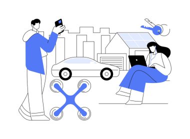 Milenyum nesli soyut konsept vektör çizimi. Y jenerasyonu, dijital yerel ve sosyal medya, çevrimiçi iletişim, ebeveynlerle yaşamak, kariyer oluşturma, ekonomi soyut metaforu paylaşma.